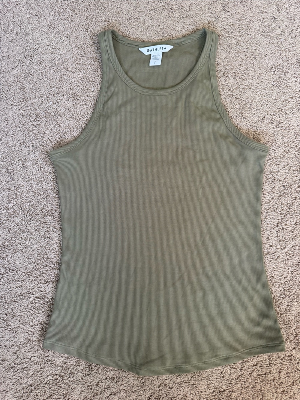 Athleta Olive Green Ribbed Tank Top